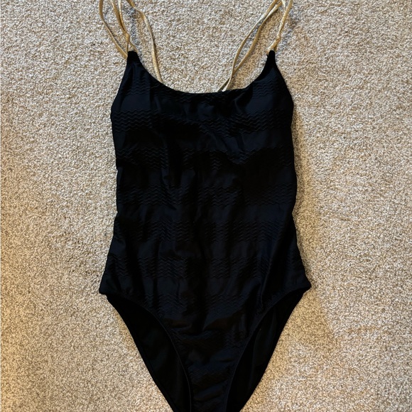 aerie Other - Aerie black one piece women’s swim suit with gold straps